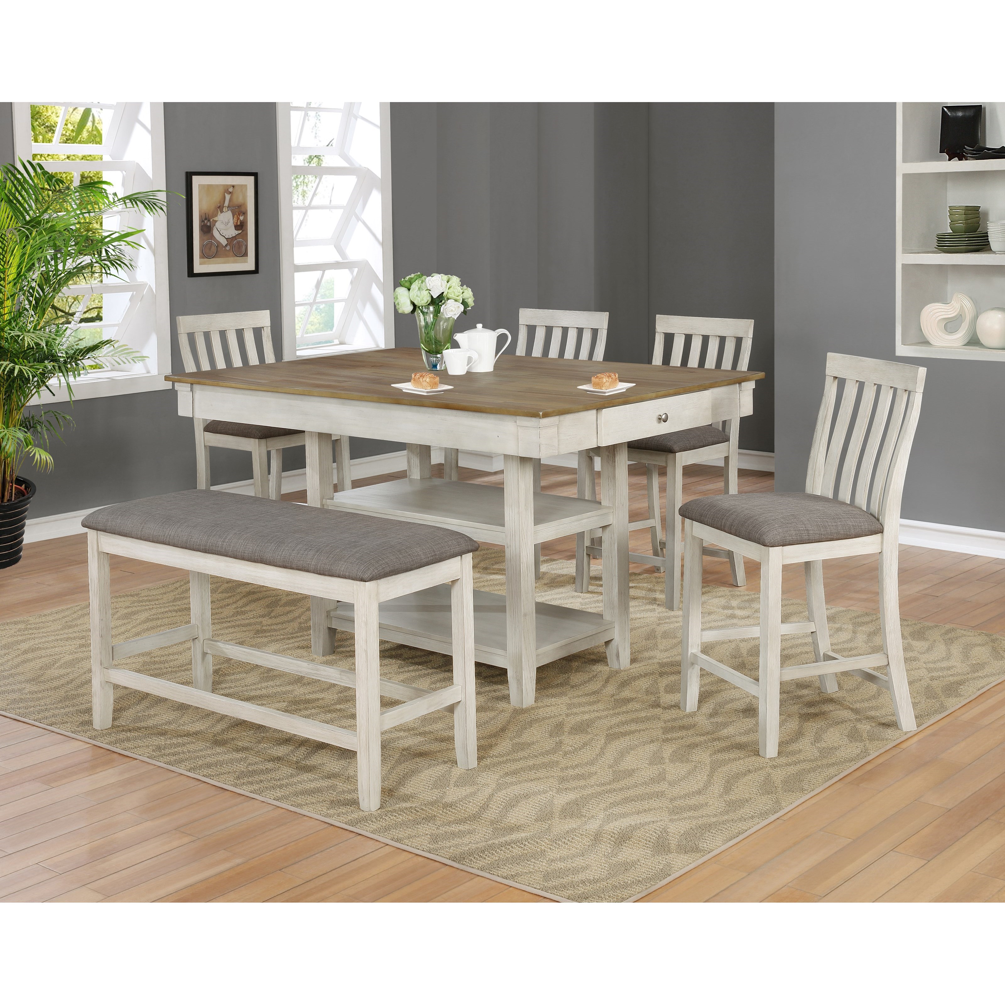 Counter height dining online set with upholstered chairs