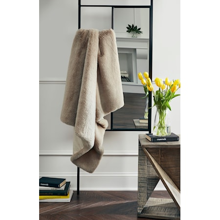 Gariland Taupe Faux Fur Throw