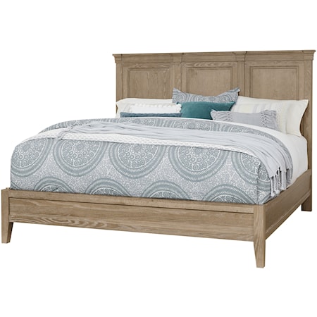 Rustic King Low-Profile Bed with Panel Headboard
