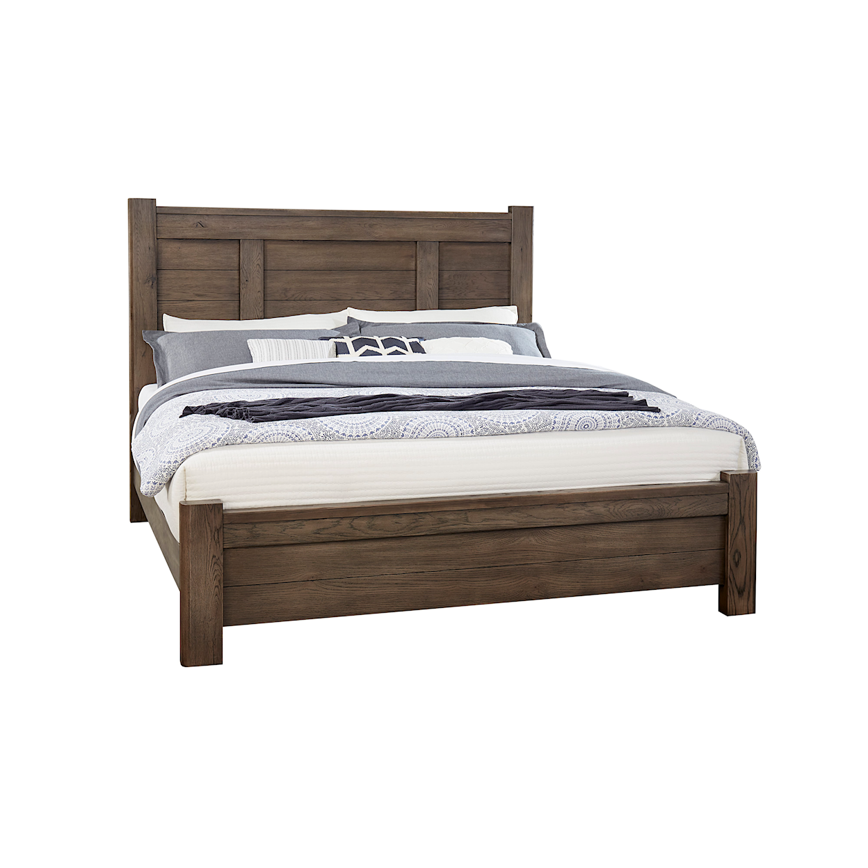 Vaughan Bassett Crafted Oak - Aged Grey Queen Poster Bed