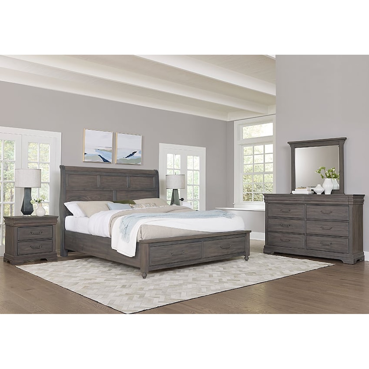 Vaughan Bassett Vista 5-Piece Queen Sleigh Storage Bedroom Set