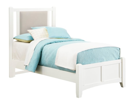 Transitional Upholstered Twin Bed with Panel Footboard