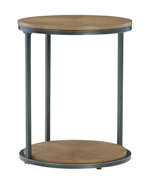 Round End Table with Shelf