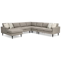 Contemporary 6-Seat Sectional Sofa with LAF Chaise and Built-in USB Charger