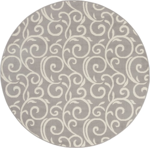 5'3"  Grey Round Rug