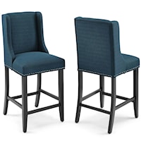 Counter Stool Upholstered Fabric Set of 2