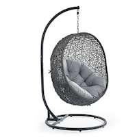Coastal Outdoor Patio Sunbrella® Swing Chair With Stand - Gray