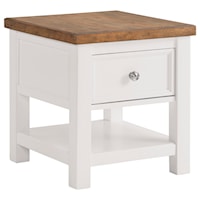 Two-Tone End Table with 1 Drawer and 1 Shelf