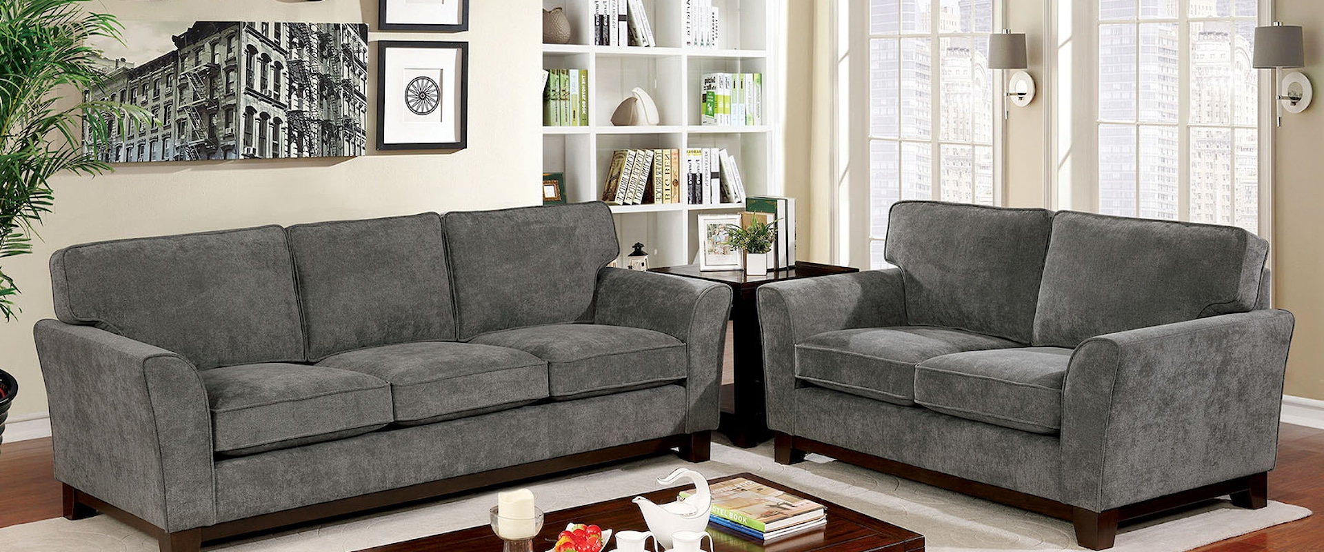 Transitional Sofa and Loveseat