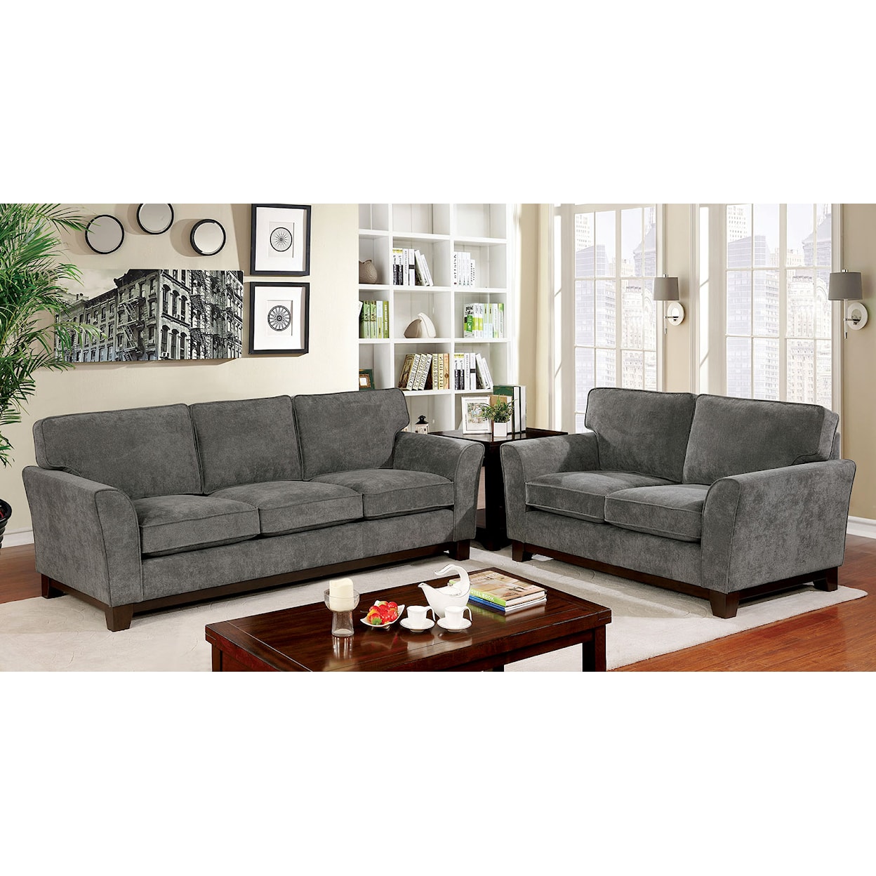 Furniture of America Caldicot Sofa  Loveseat