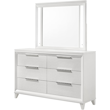 Cressida Contemporary 6-Drawer Dresser and Mirror Set