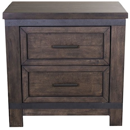 Rustic Industrial 2-Drawer Nightstand with Felt-Lined Drawers