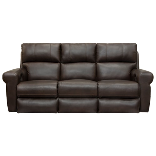 Leather Match Power Lay Flat Reclining Sofa