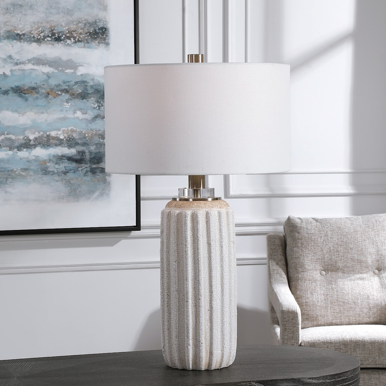 Uttermost Table Lamps Azariah White Crackle Table Lamp