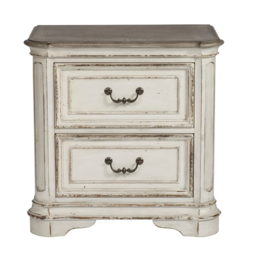 Traditional 2-Drawer Nightstand with Felt-Lined Top Drawer
