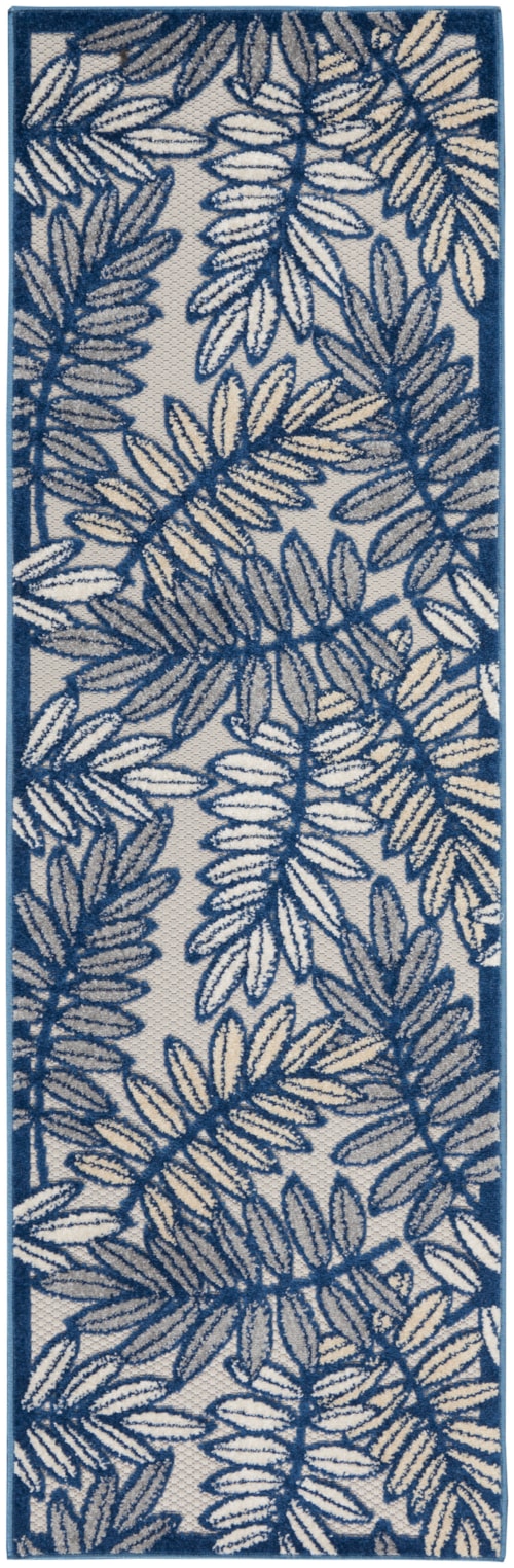 2'3" x 8' Ivory/Navy Runner Rug