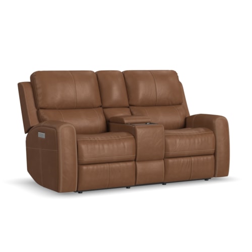 Power Reclining Console Loveseat with Power Headrests and Lumbar