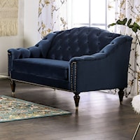 Transitional Loveseat with Button Tufted Back