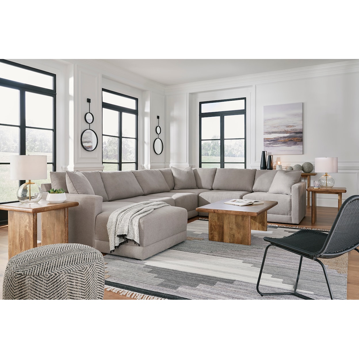 Ashley Furniture Benchcraft Katany 6-Piece Sectional with Chaise