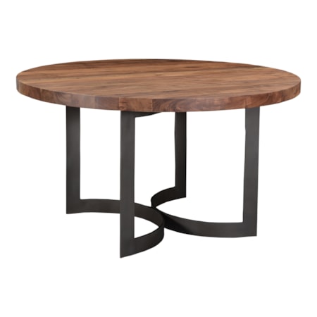 Bent Round Dining Table 54&quot; Natural Brown