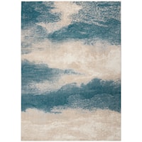 3'10" x 5'10" Ivory/Teal Rectangle Rug