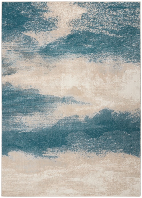 3'10" x 5'10" Ivory/Teal Rectangle Rug