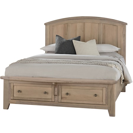 Transitional Queen Arched Bed with Footboard Storage