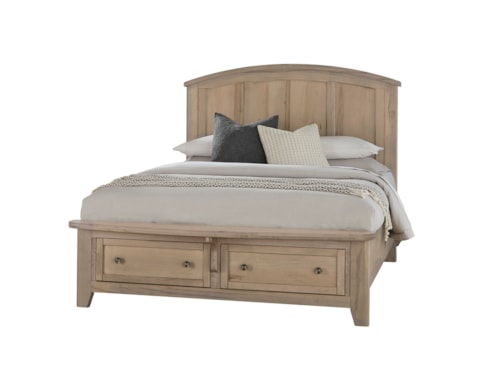 Transitional Queen Arched Bed with Footboard Storage