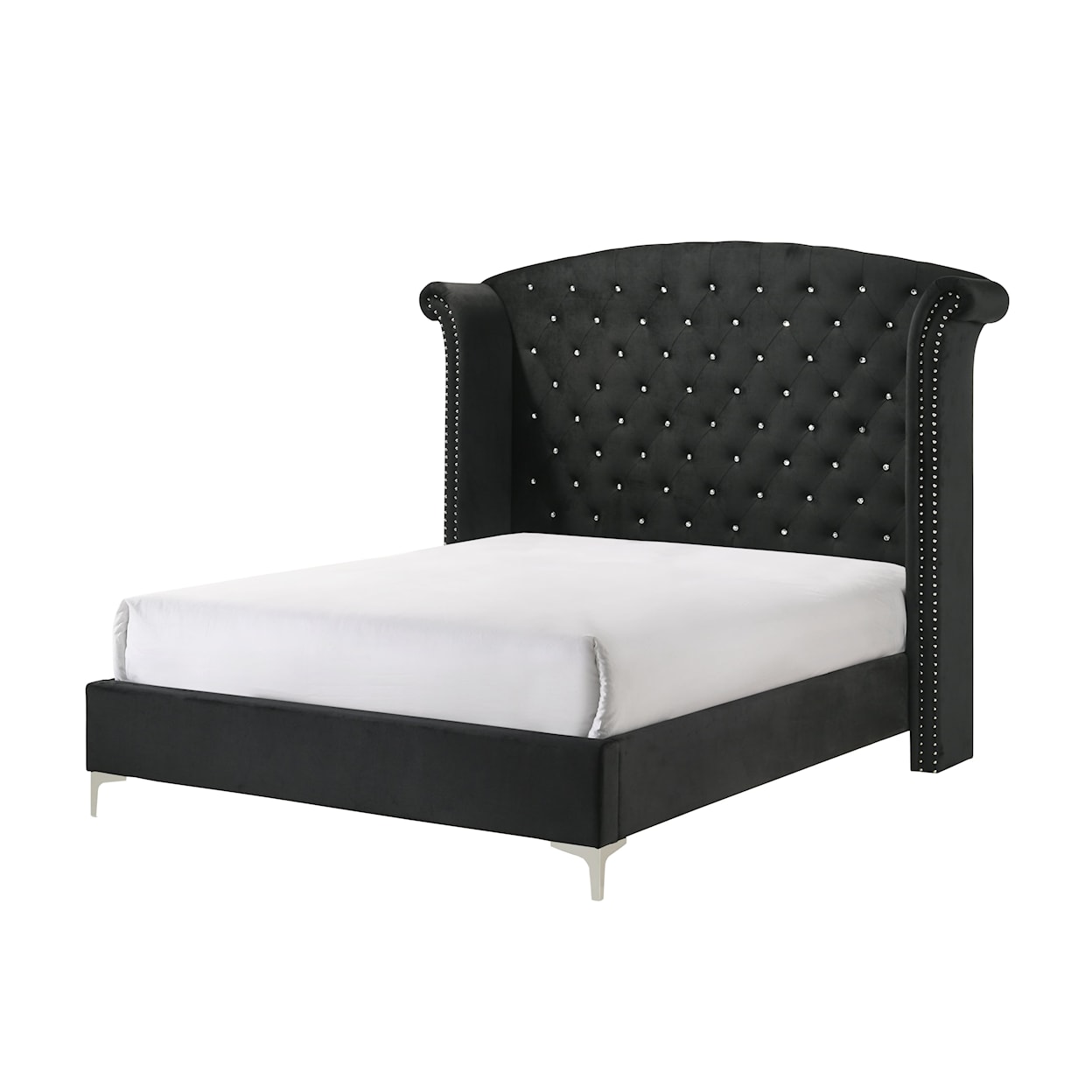 Crown Mark Lucinda Upholstered Queen Bed with Button-Tufting
