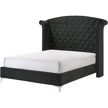 Upholstered King Bed with Button-Tufting