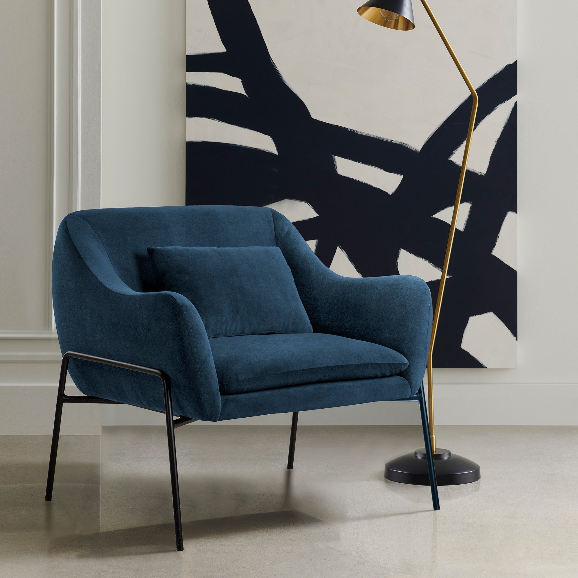 Armen Living Karen- Accent Chair with Throw Pillow