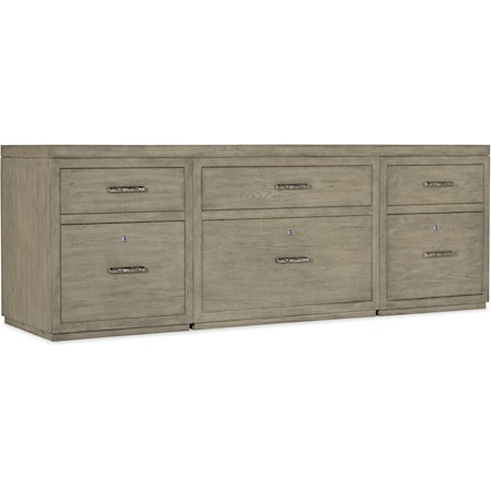 Casual Office Credenza with 3 File Cabinets