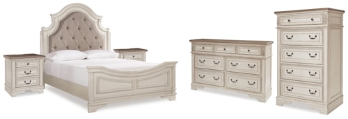 Queen Panel Bed, Dresser, Chest And 2 Nightstands