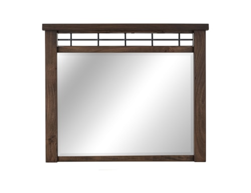 Rustic Dresser Mirror with Iron Grid Detail