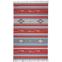 3'6" x 5'6" Grey/Red Rectangle Rug