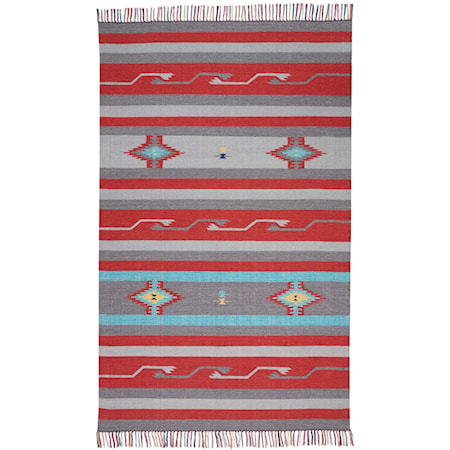 5' x 7' Grey/Red Rectangle Rug