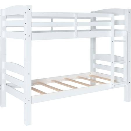 Rustic Twin-Over-Twin Bunk Bed White