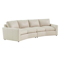 Ashbury 2-Piece Curved Leather Sectional (Ivory)