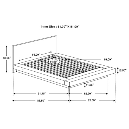 Wood Queen LED Panel Bed