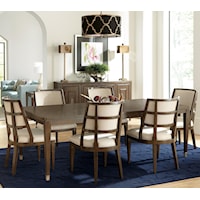 Transitional 7-Piece Leg Table and Hostess Chair Set