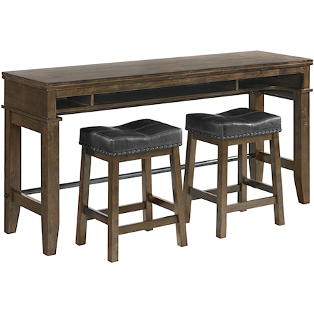 Transitional 3-Piece Dining Set with USB Ports and Outlets