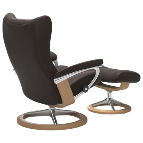 Casual Medium Reclining Chair & Ottoman with Signature Base