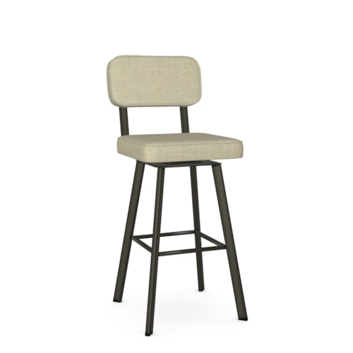 Contemporary Bar Height Swivel Stool with Upholstered Back and Seat