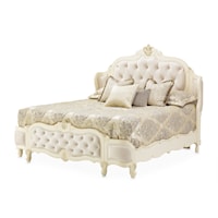 Traditional Upholstered California King Mansion Bed with Button-Tufting