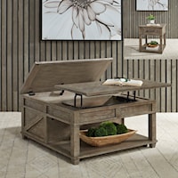 Rustic 3-Piece Occasional Set with Lift-Top Cocktail Table