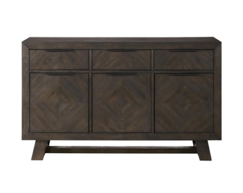 Contemporary Rustic 56" Server with Adjustable Shelving and USB Outlets