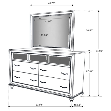 Barzini 7-drawer Dresser w/ Mirror