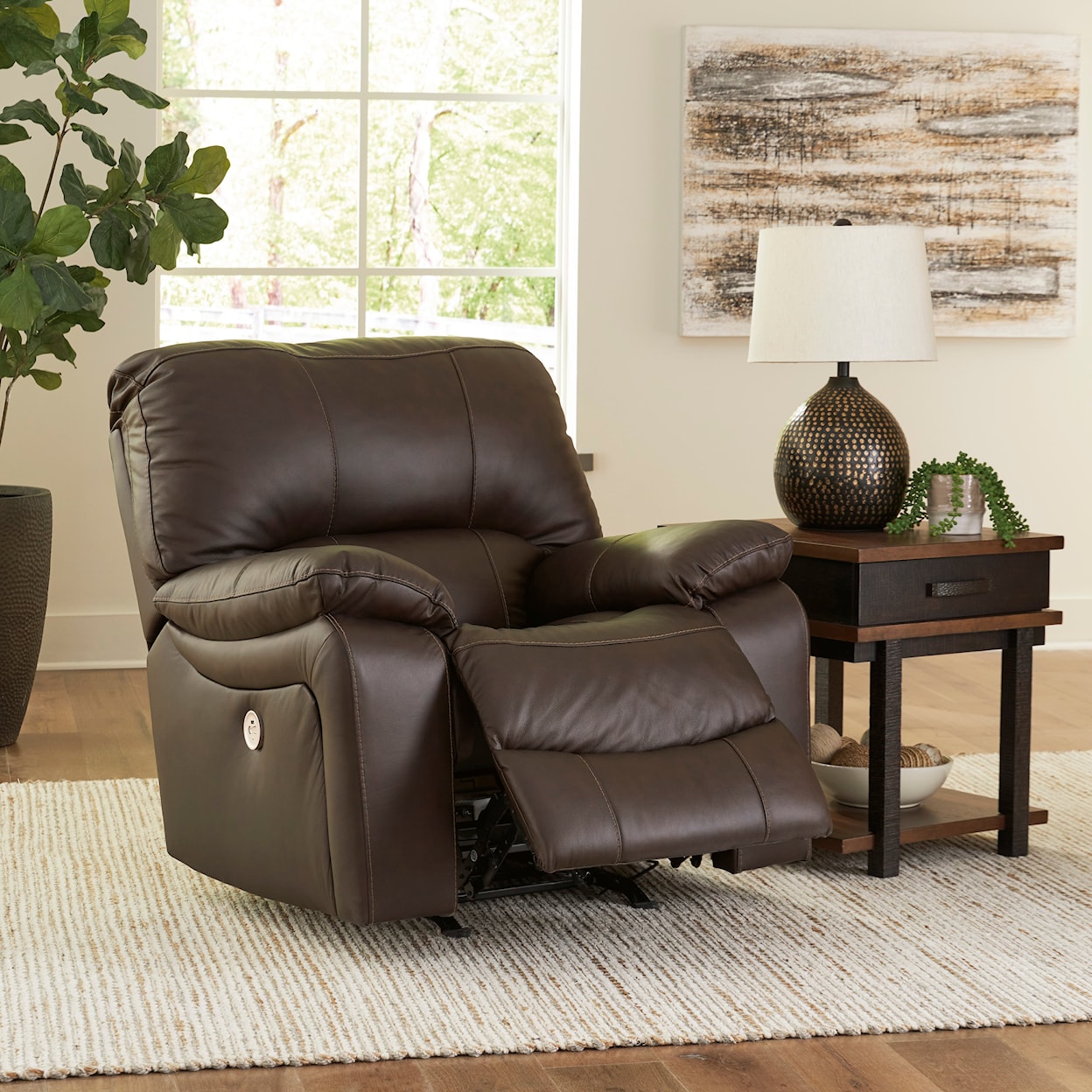 Leather Reclining Rocker Signature Design by Ashley Leesworth U4380898 Leather Match Power ...