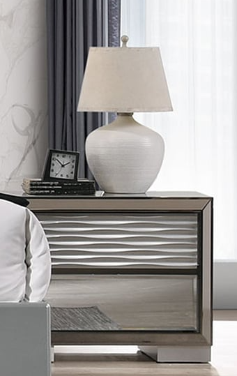 Global Furniture SKYLINE SKYLINESILVERNS Contemporary 2Drawer Nightstand Corner Furniture