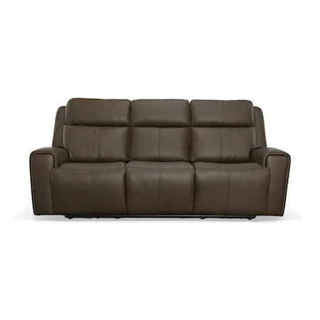 Transitional Power Reclining Sofa with Power Headrest and Lumber